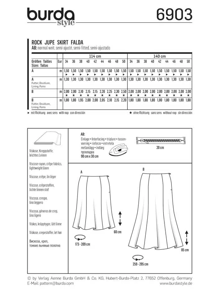 Burda Patroon 6903 - Rok in variaties