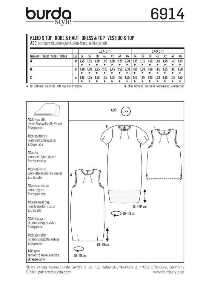 Burda Patroon 6914 - Jurk in variaties en top