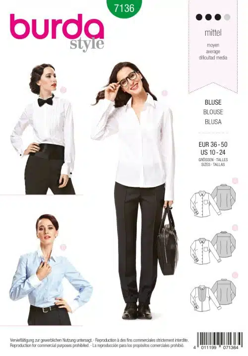 Burda Patroon 7136 - Blouse in variatie