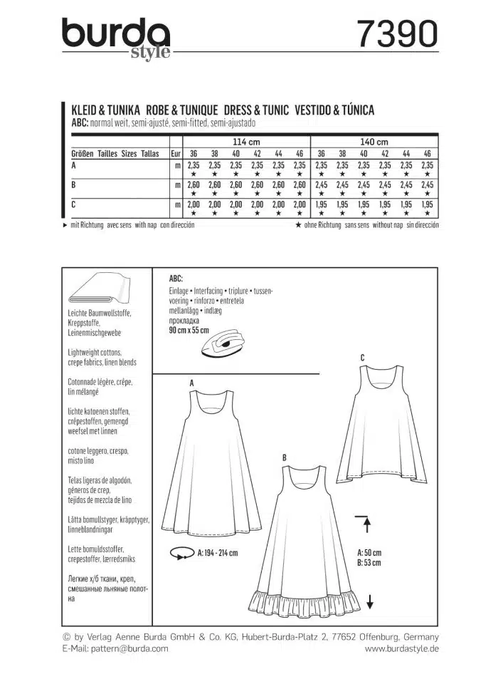 Burda Patroon 7390 - Jurk in variaties en tuniek