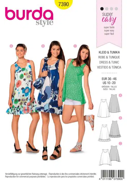 Burda Patroon 7390 - Jurk in variaties en tuniek