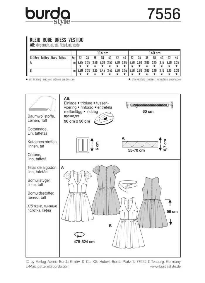 Burda Patroon 7556 - Jurk in variaties