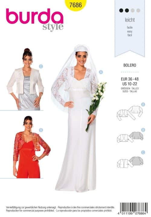 Burda Patroon 7686 - Bolero in variaties