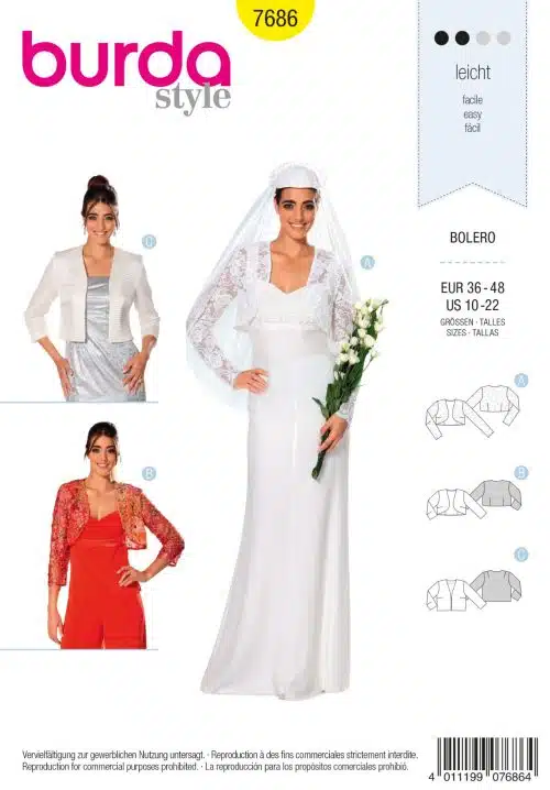 Burda Patroon 7686 - Bolero in variaties
