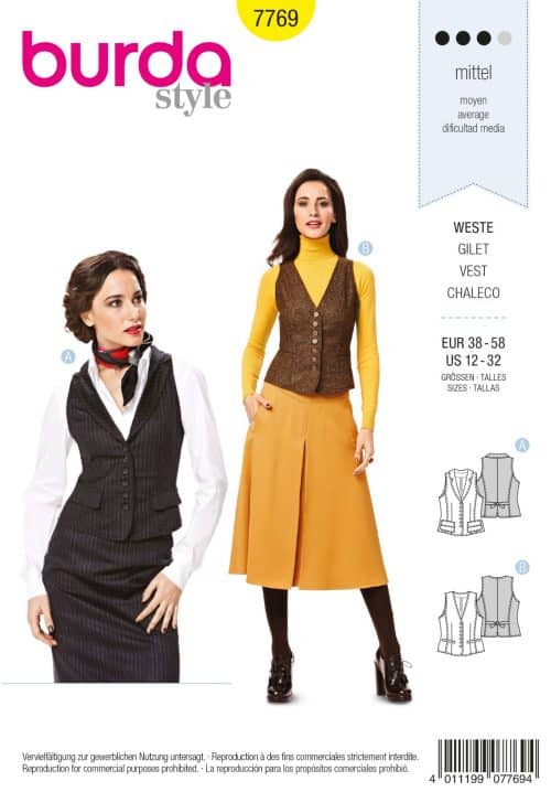 Burda Patroon 7769 - Gilet in variaties