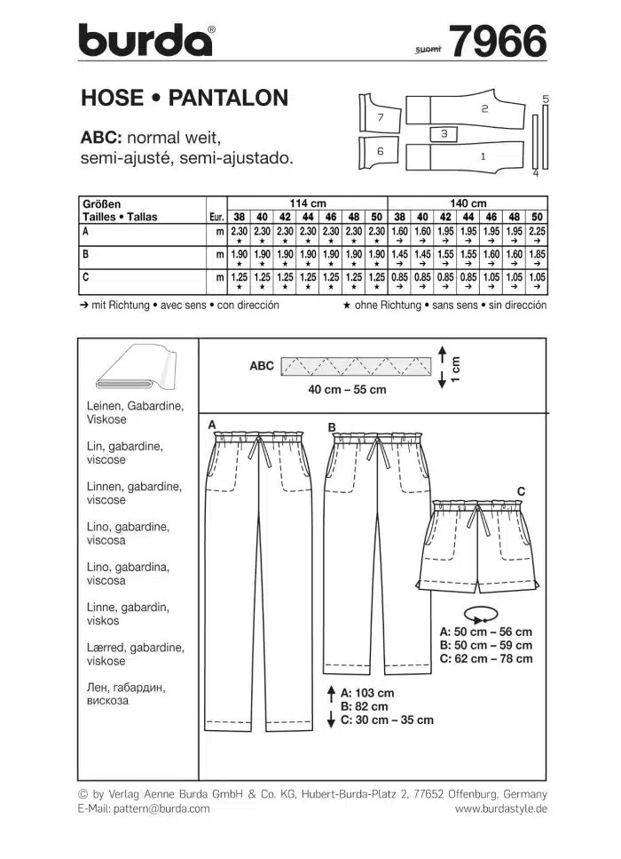 Burda Patroon 7966 - Broek in variaties