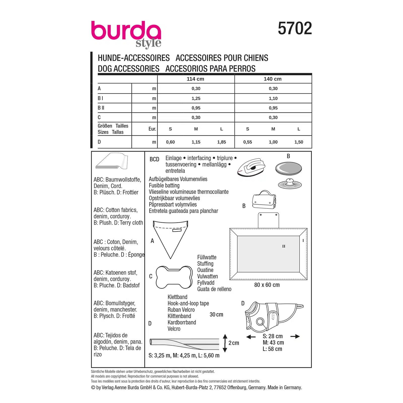 Burda Patroon 5702 - Honden Accessoires