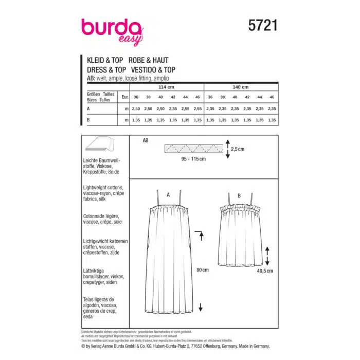 Burda Patroon 5721 - Jurk en Top