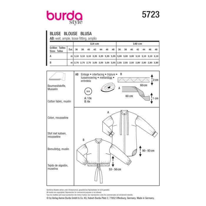 Burda Patroon 5723 - Blouse in Variaties