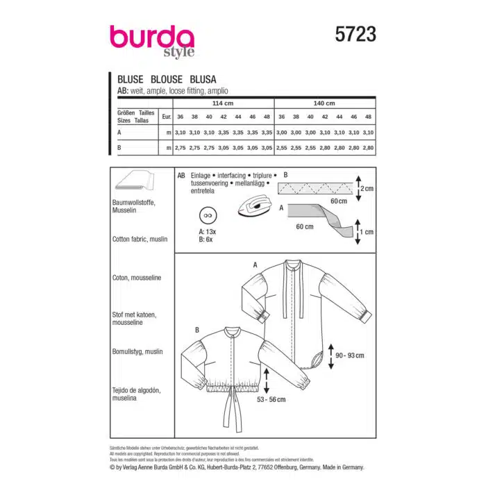 Burda Patroon 5723 - Blouse in Variaties