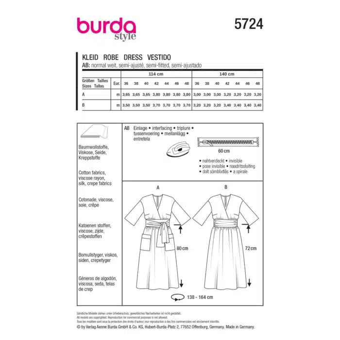 Burda Patroon 5724 - Jurk in Variaties