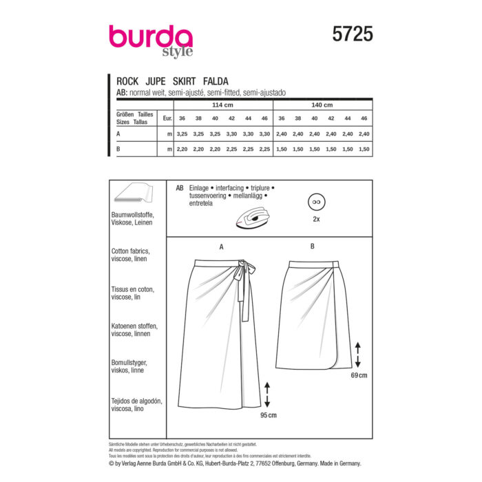 Burda Patroon 5725 - Rok in Variaties