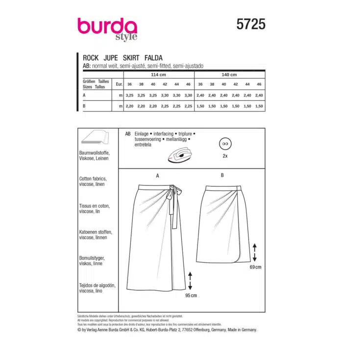 Burda Patroon 5725 - Rok in Variaties