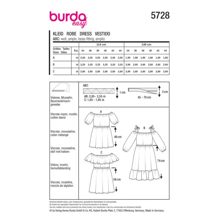 Burda Patroon 5728 - Jurk in Variaties