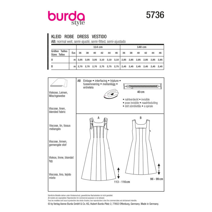 Burda Patroon 5736 - Jurk in Variaties