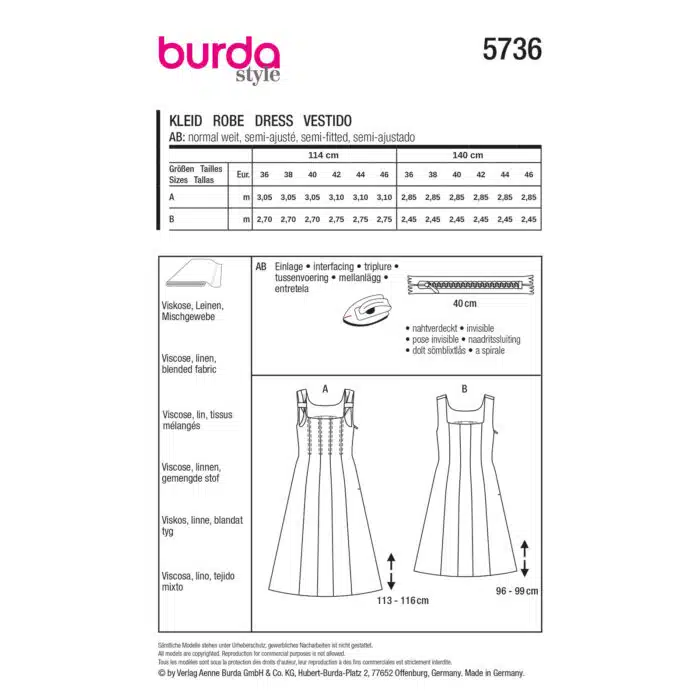 Burda Patroon 5736 - Jurk in Variaties