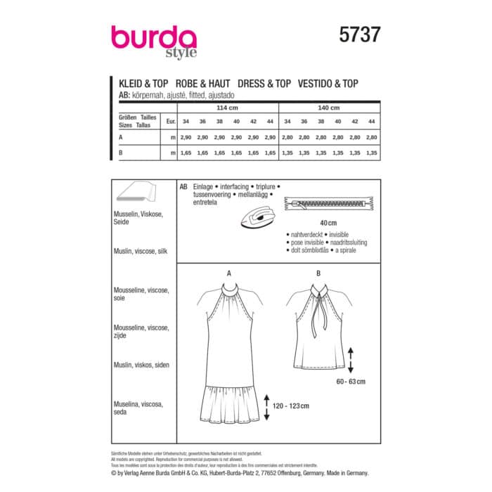Burda Patroon 5737 - Jurk en Top