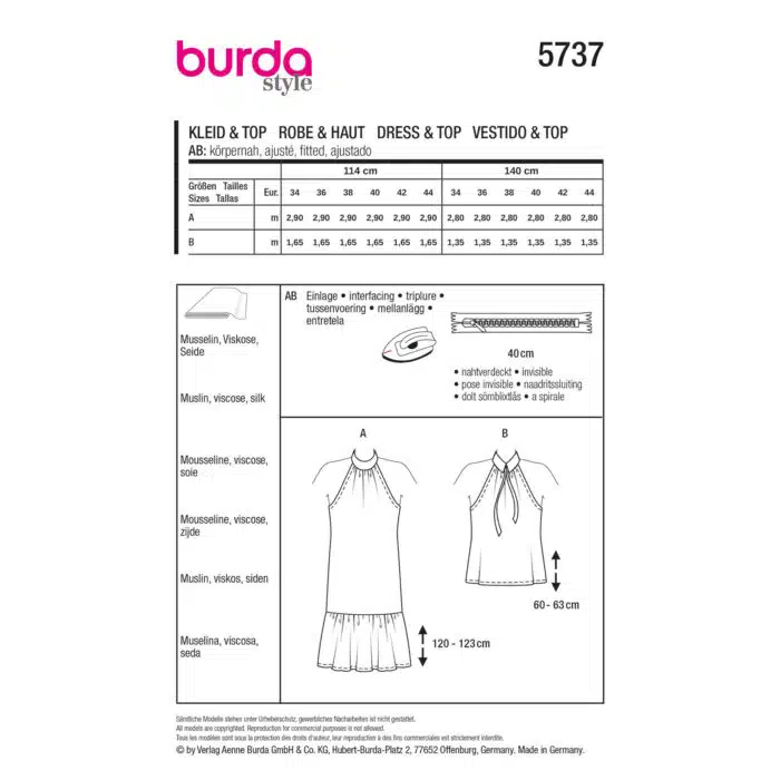 Burda Patroon 5737 - Jurk en Top