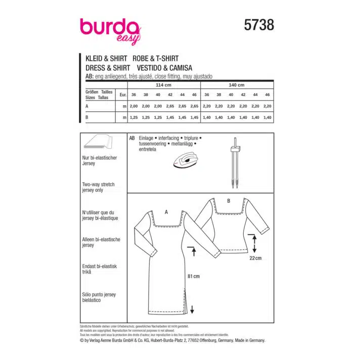 Burda Patroon 5738 - Jurk en Shirt