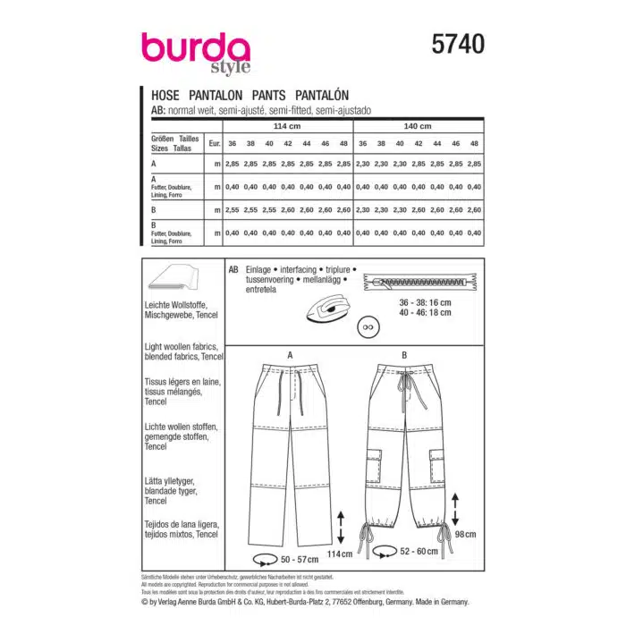Burda Patroon 5740 - Broek in Variaties