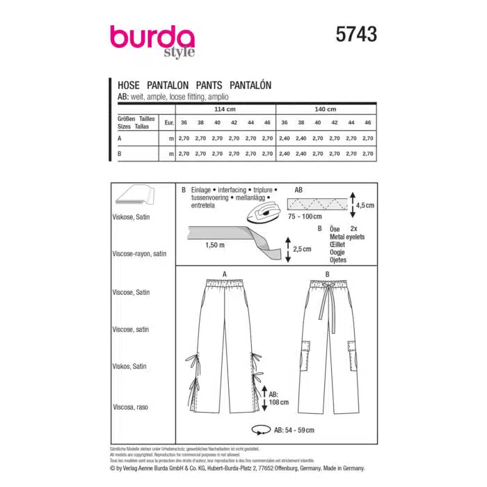 Burda Patroon 5743 - Broek in Variaties