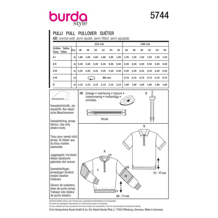 Burda Patroon 5744 - Shirt en Trui
