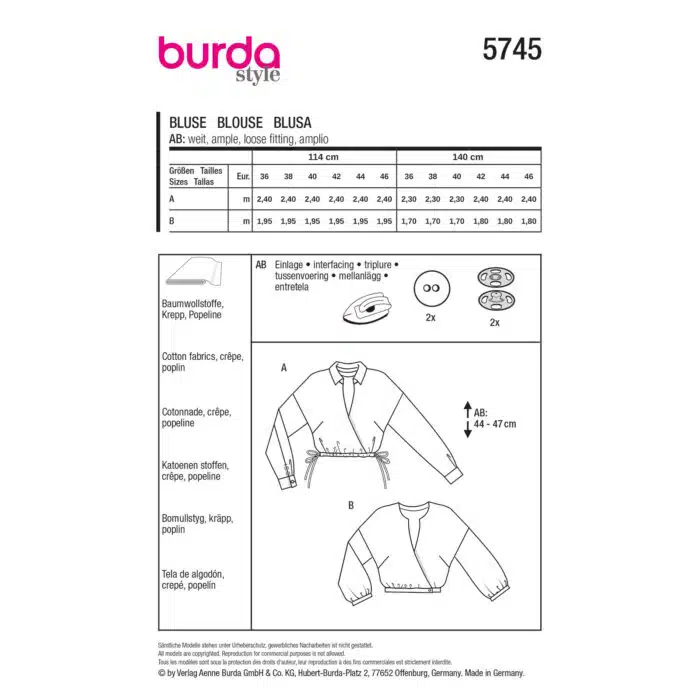 Burda Patroon 5745 - Blouse in Variaties