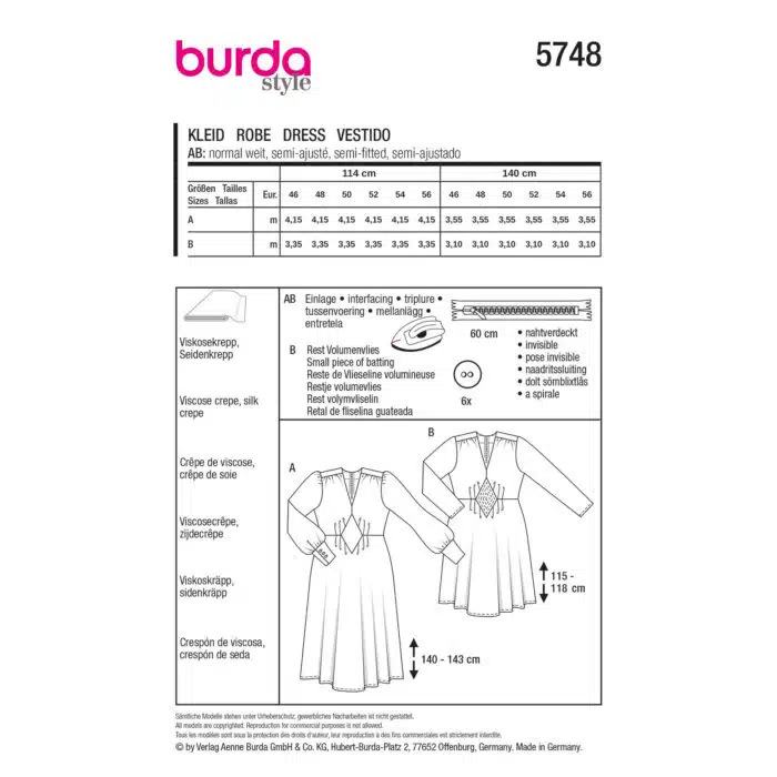 Burda Patroon 5748 - Jurk in Variaties