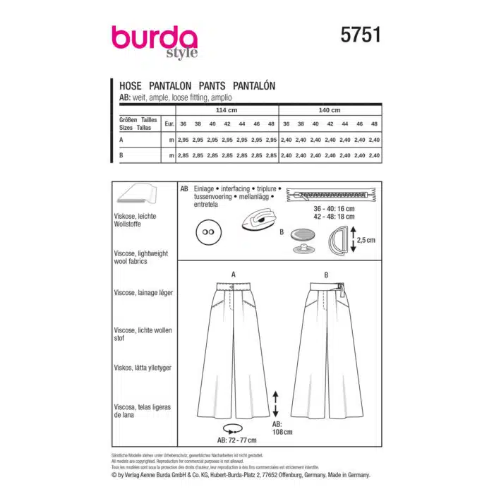Burda Patroon 5751 - Broek in Variaties