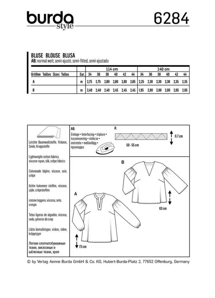 Burda Patroon 6284 - Blouse in Variaties