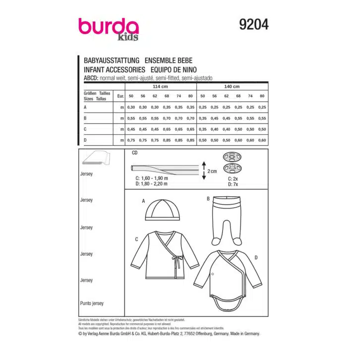 Burda Patroon 9204 - Babykleding in Variaties