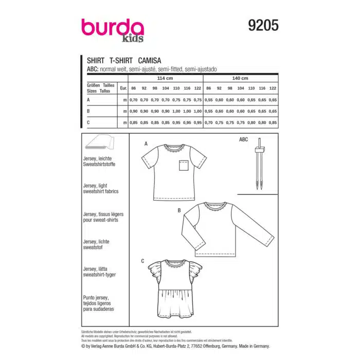 Burda Patroon 9205 - Shirt in Variaties