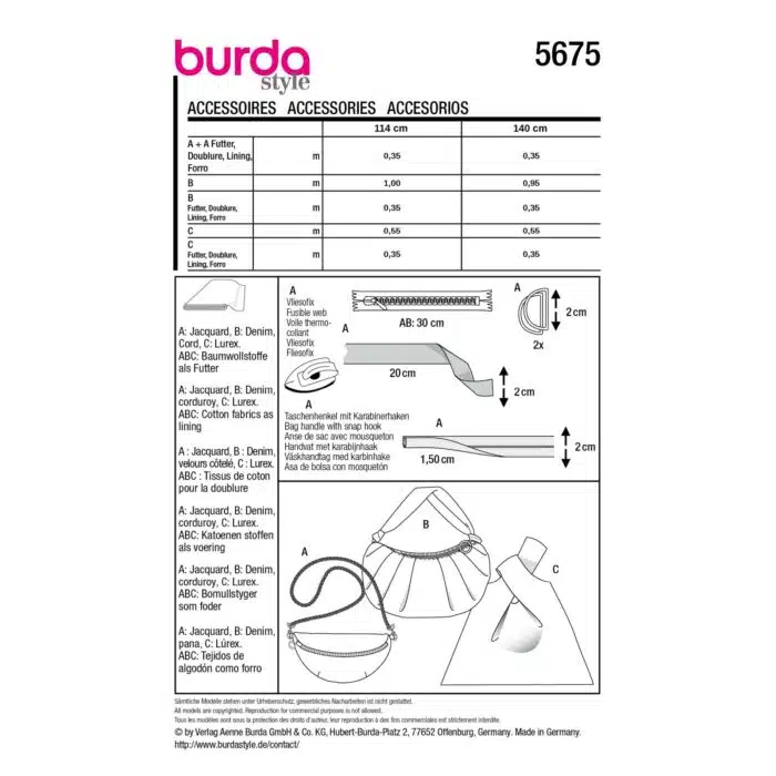 Burda Patroon 5675 - Tas in Variaties