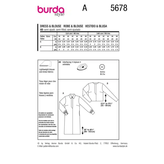 Burda Patroon 5678 - Jurk en Blouse