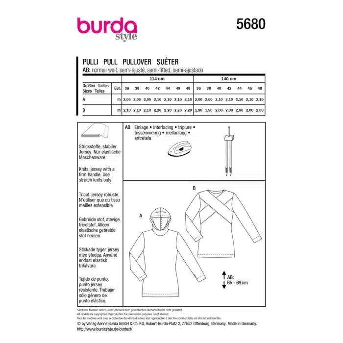 Burda Patroon 5680 - Trui en Shirt
