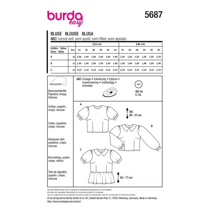 Burda Patroon 5687 - Blouse in Variaties
