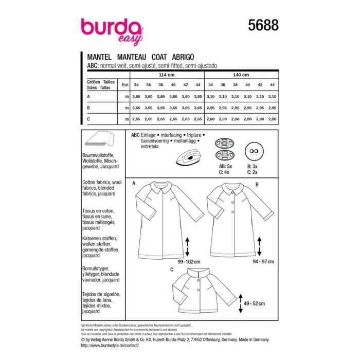 Burda Patroon 5688 - Jas en Jasje