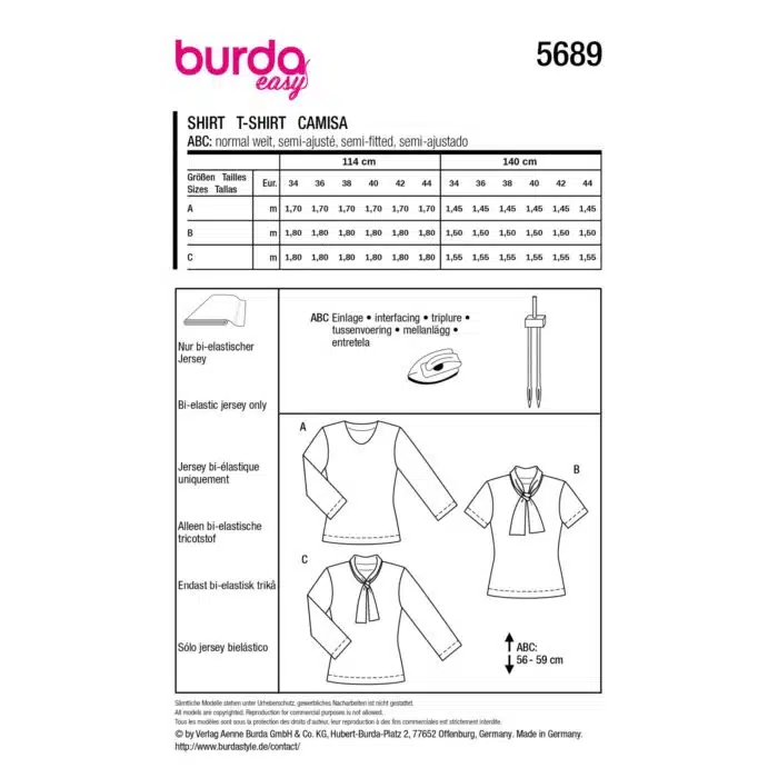Burda Patroon 5689 - Shirt in Variaties