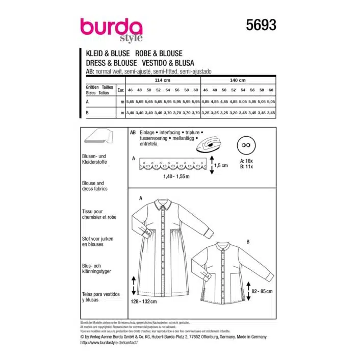 Burda Patroon 5693 - Jurk en Blouse