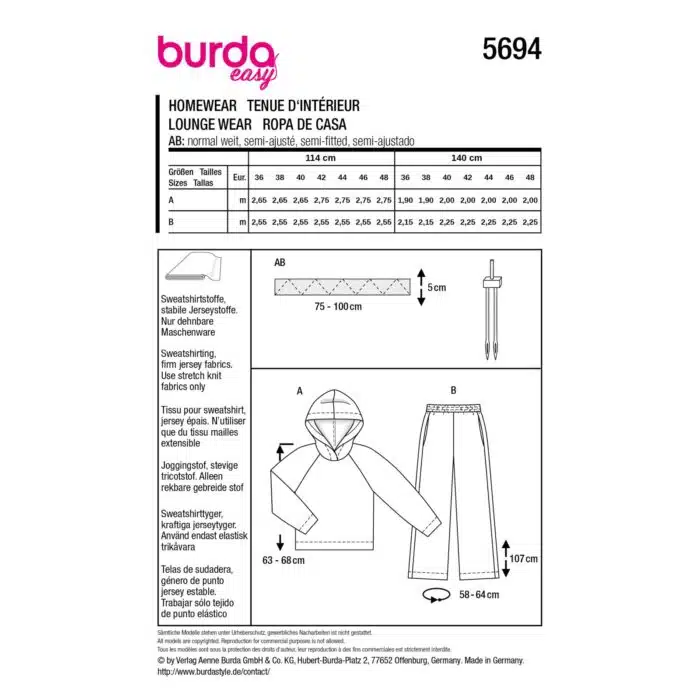 Burda Patroon 5694 - Sweater en Joggingbroek