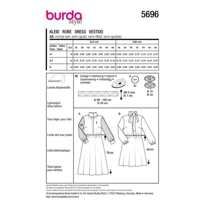 Burda Patroon 5696 - Jurk in Variaties
