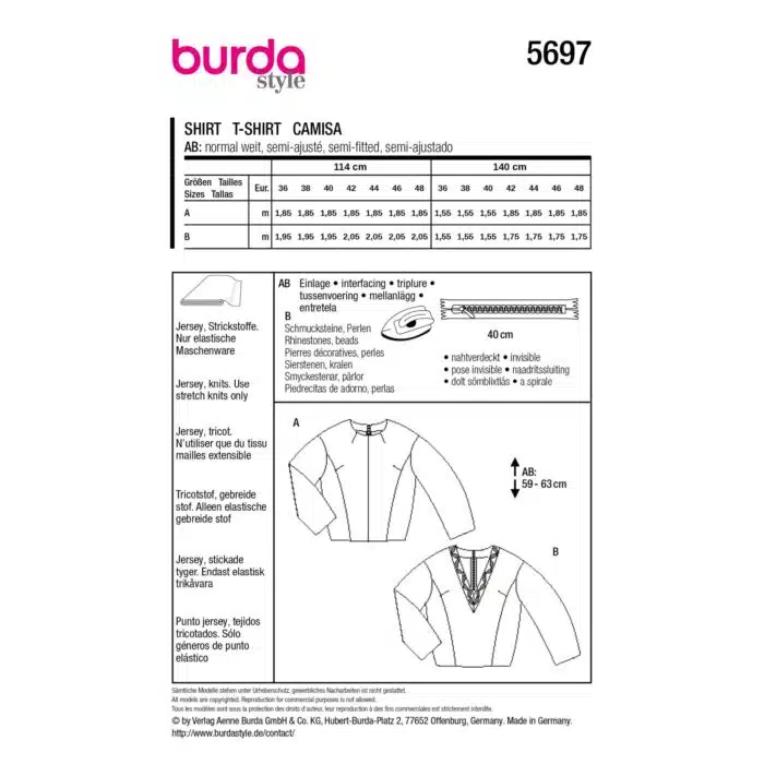 Burda Patroon 5697 - Blouse in Variaties