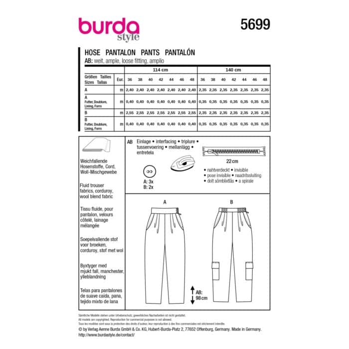 Burda Patroon 5699 - Broek in Variaties