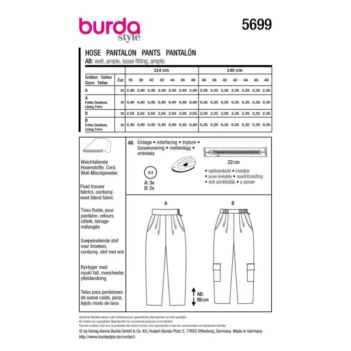 Burda Patroon 5699 - Broek in Variaties