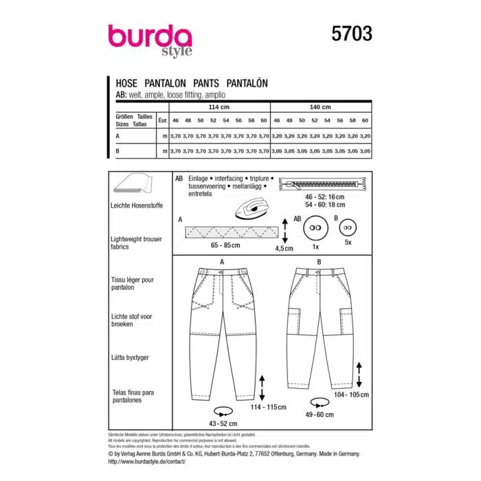 Burda Patroon 5703 - Broek in Variaties