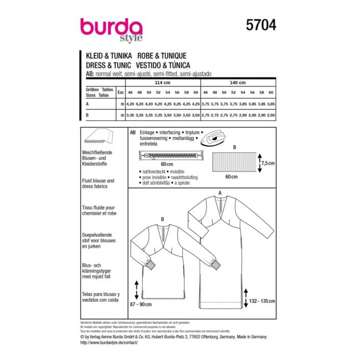 Burda Patroon 5704 - Jurk en Tuniek