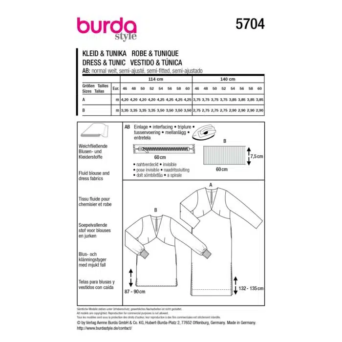 Burda Patroon 5704 - Jurk en Tuniek