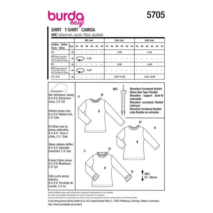 Burda Patroon 5705 - Shirt in Variaties