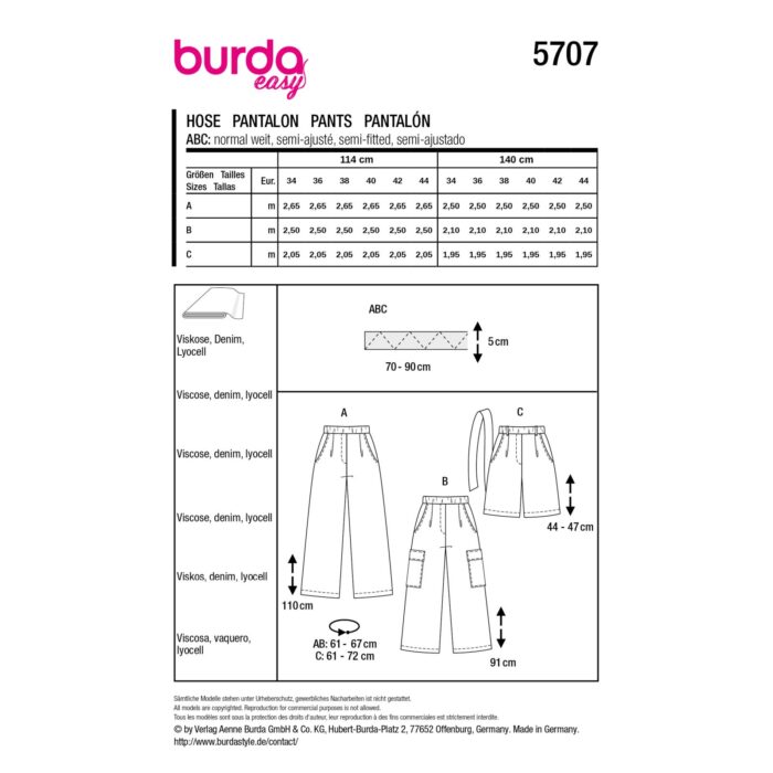 Burda Patroon 5707 - Broek in Variaties