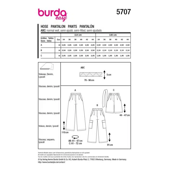 Burda Patroon 5707 - Broek in Variaties